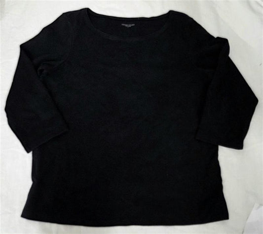 PO Eileen Fisher M Stretch Cotton Jersey Crew Neck Top Black 130455