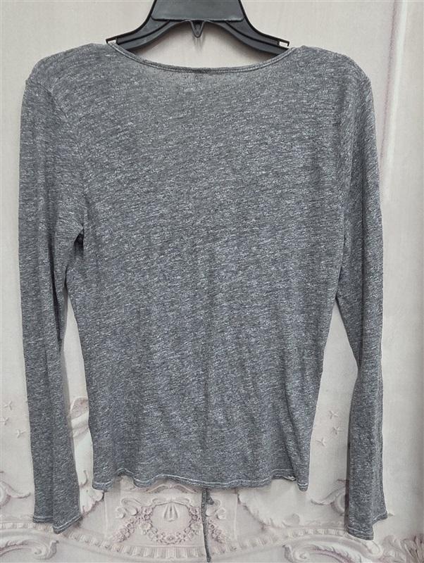 NWOT Lanston XS Ruched Tie Front Long Sleeve V Neck T Shirt Top 130456
