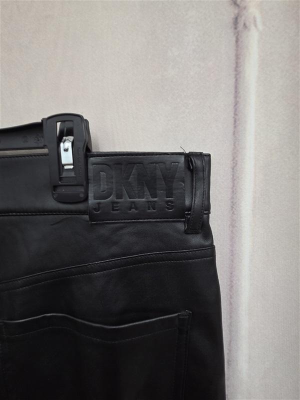 NWT DKNY 30 DKNY Jeans Black Faux Leather Wide Leg Flare High Waisted 130459