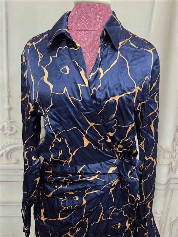 NWOT Astr The Label M Veronica Long Sleeve Wrap Blue Mini Dress 130461