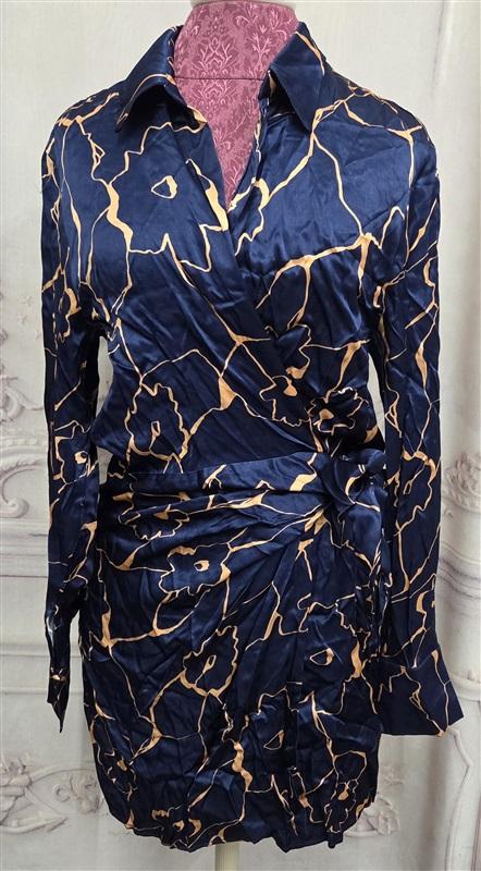 NWOT Astr The Label M Veronica Long Sleeve Wrap Blue Mini Dress 130461