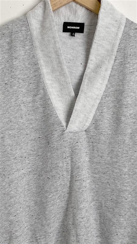 NWT Monrow S Neps Shawl Collar Sweatshirt Gray 130468