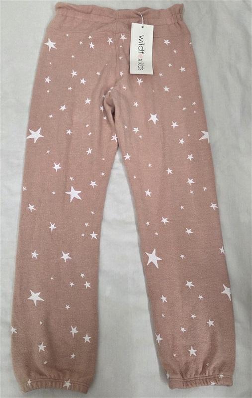 NWT Wildfox Kids M 7-8 Stars Jogger Sweat Pants Pink 130470