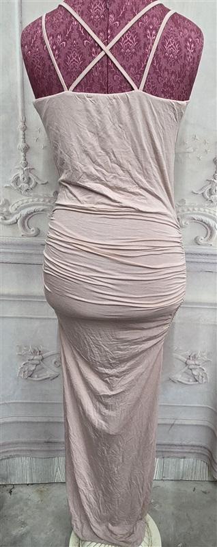 NWOT Krisa XS Drape Surplice V Neck Pink Long Dress Grecian Goddess 130475