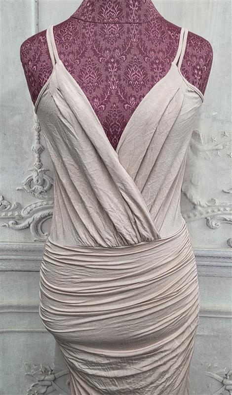 NWOT Krisa XS Drape Surplice V Neck Pink Long Dress Grecian Goddess 130475