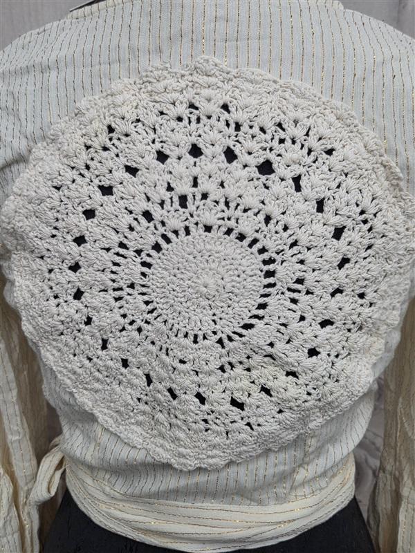 NWT Anthropologie Raga M Ivory Crochet Medallion Back Surplice Jacket 130478