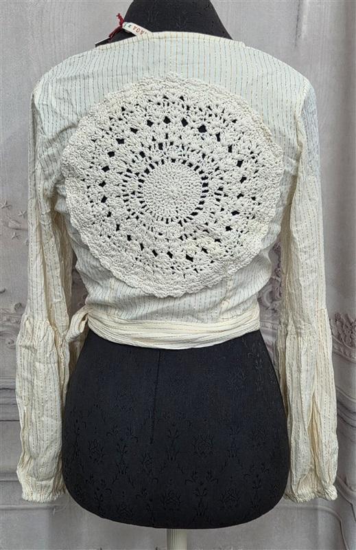 NWT Anthropologie Raga M Ivory Crochet Medallion Back Surplice Jacket 130478