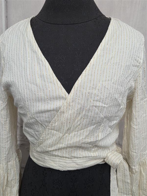 NWT Anthropologie Raga M Ivory Crochet Medallion Back Surplice Jacket 130478