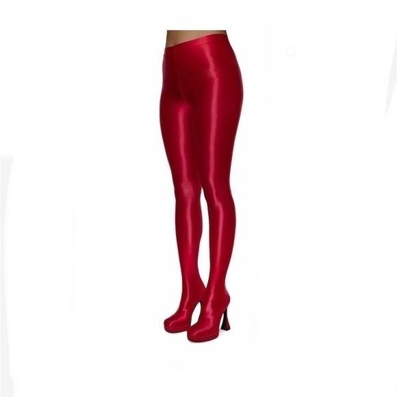 NWOT Jeffrey Campbell 8 Patalones Pants Boot in Red Metallic 130482