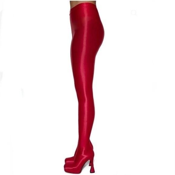 NWOT Jeffrey Campbell 8 Patalones Pants Boot in Red Metallic 130482