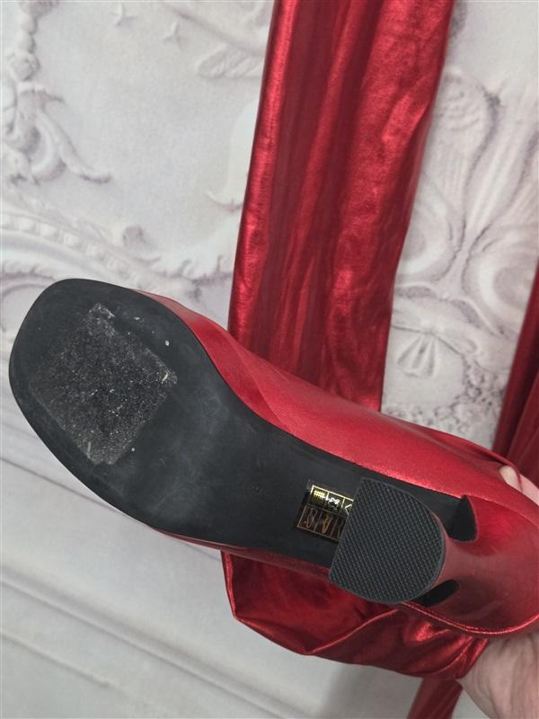 NWOT Jeffrey Campbell 8 Patalones Pants Boot in Red Metallic 130482