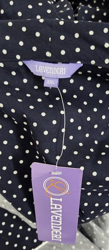NWTD Lavenderi XXL Polka Dot Robe Long Classic Kimono Lounge Bathrobe 130490