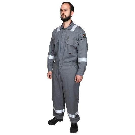 NWT MCR 58R Safety DCWURG Flame Resist FR Deluxe Coverall Gray Reflective 130495