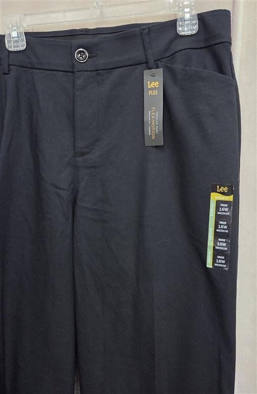 NWOT Lee Plus 16W Medium Flex Motion Trouser Pants Mid Rise Fit Black 130497