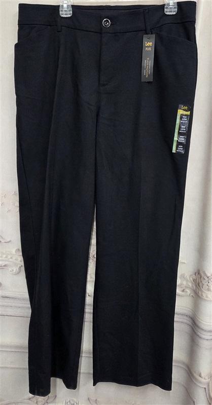 NWOT Lee Plus 16W Medium Flex Motion Trouser Pants Mid Rise Fit Black 130497