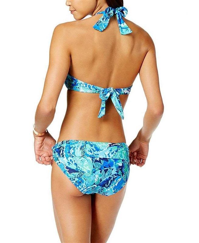 NWT Ralph Lauren 6 Calypso Ikat Fold Over Hipster Swim Bottom Blue 130498