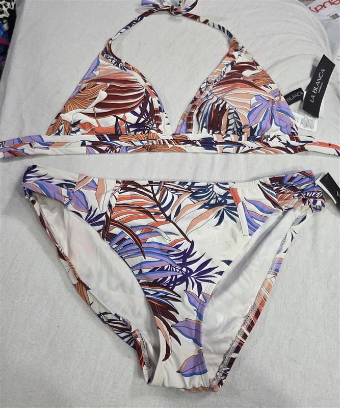 NWT La Blanca Botanical Garden Triangle Top 12 Bikini Bottom 14 Set 130500