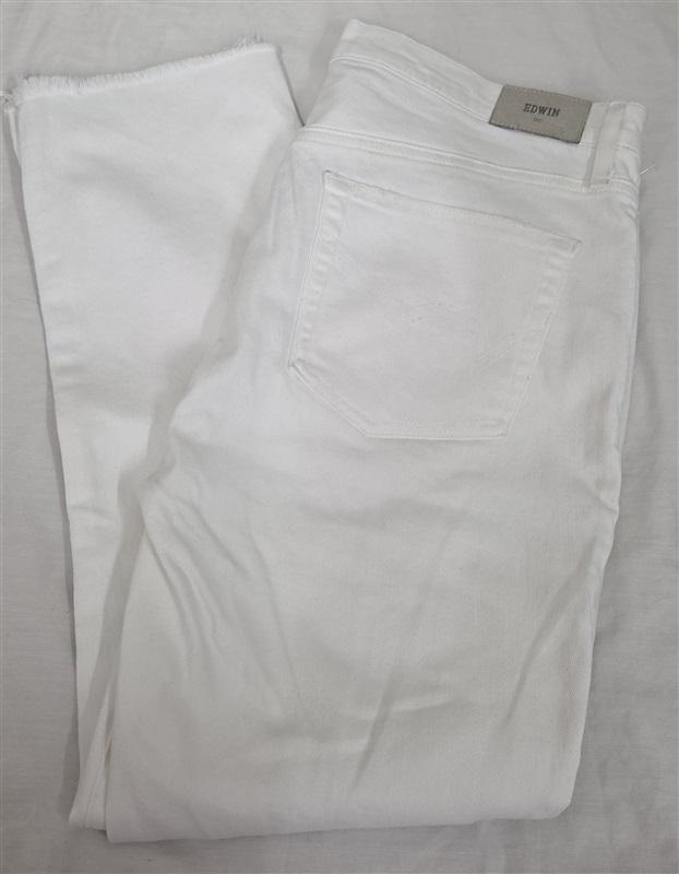 NWOT Edwin 32 Simone Slim White Distressed Mid Rise Ankle Jeans 130505