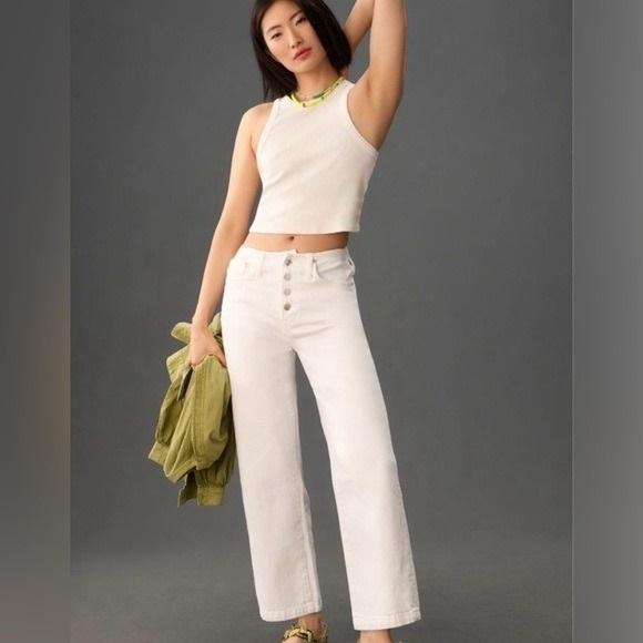 NWOT Edwin 29 Bound Marli Ankle Wide Leg Jeans White Button Fly 130512