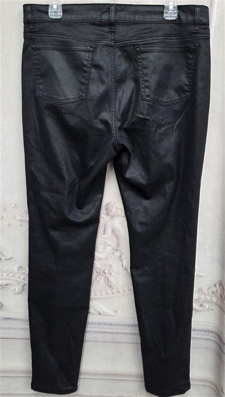 PO Eileen Fisher 12 Coated Denim 5 pocket Organic Cotton Jeans Black 130514