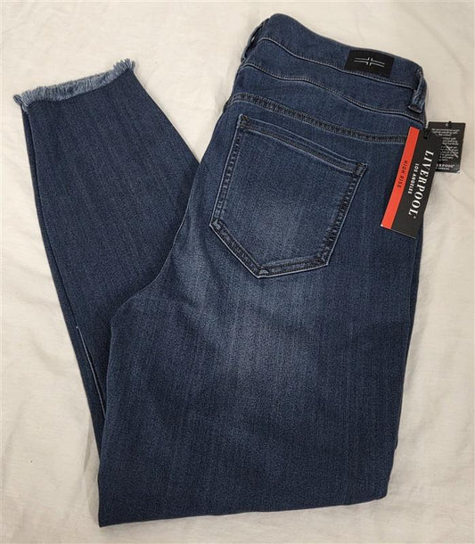 NWT Liverpool 16W High Rise Ankle Fringe Jeans Rampart Blue 130516