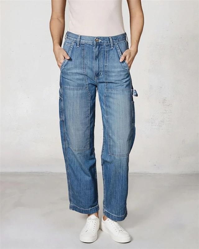 NWT Edwin 27 Bailee Utility Worker Jean Pants Cargo Blue 130523