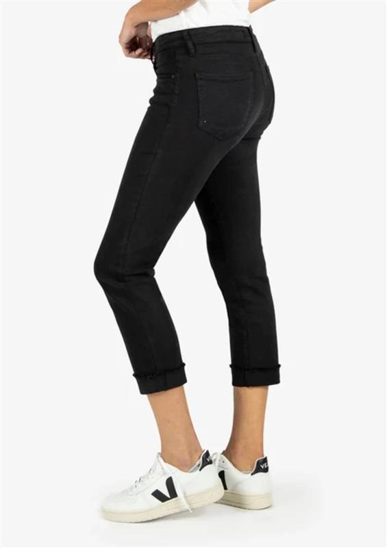 NWT KUT From Kloth 8 Amy Crop Straight Leg Roll-Up Black Jeans 130524