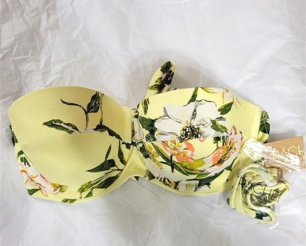 NWT Rachel Roy Summer Floral M Yellow Halter Bikini Swim Top 130527