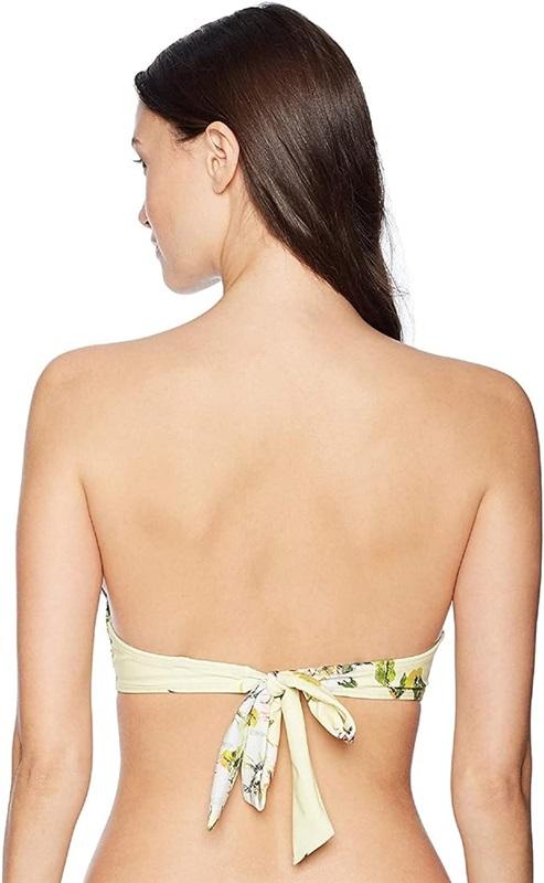 NWT Rachel Roy Summer Floral M Yellow Halter Bikini Swim Top 130527