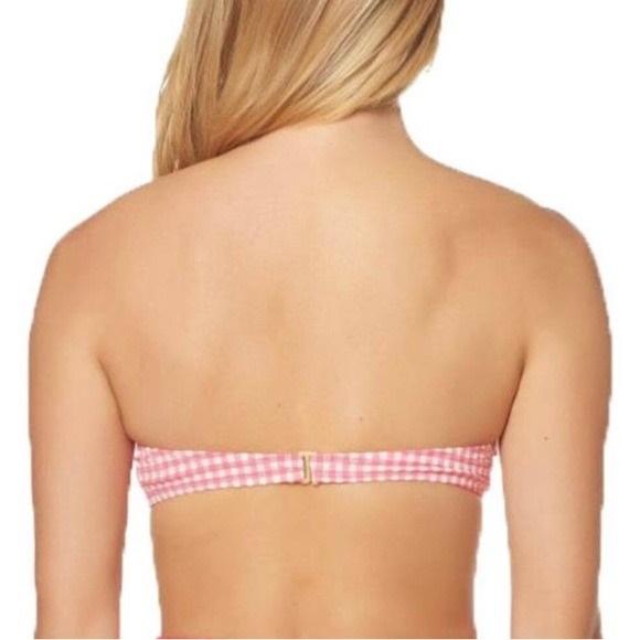 NWT Jessica Simpson M Pink Gingham Underwire Bikini Bandeau Halter Top 130529