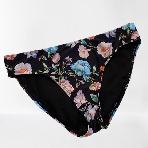 NWT Kenneth Cole Jardin S Black Floral Hipster Bikini Swim Bottoms 130531