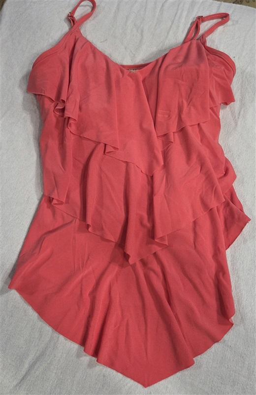 NWOT Magicsuit Rita 8 Ruffled Orange Adjustable Tankini Swim Top 130537