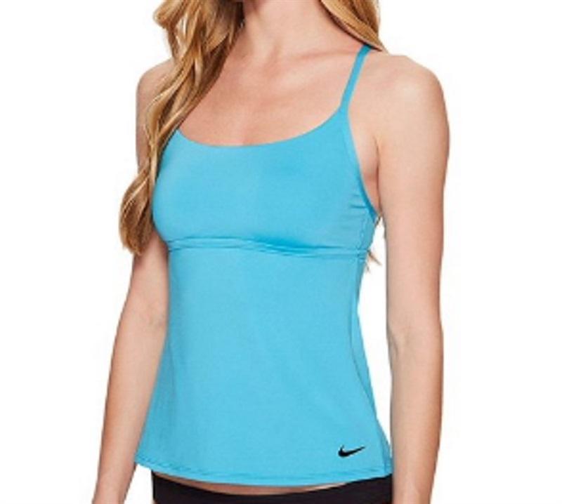NWT Nike M Illusion Cross-Back Tankini Top Fuchsia Pink 130540