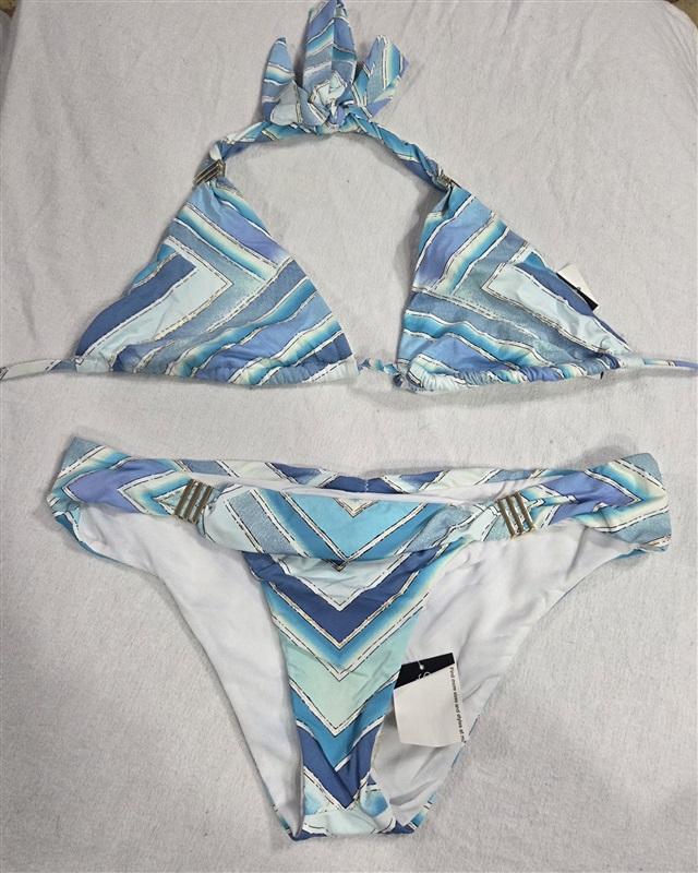 NWT Bar iii Ombre Scarf SM Hardware Blue Striped Bikini Swim Top & Bottom 130543