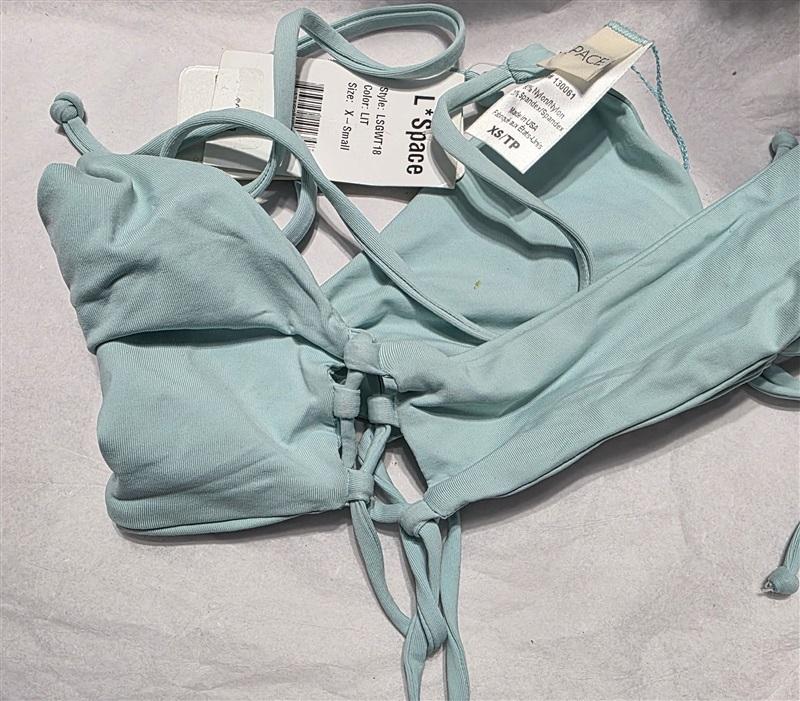 NWT L*Space Anthropologie XS Gwen Aqua Blue Bikini Swim Top 130545