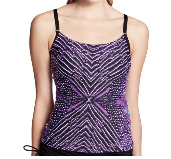 NWT Calvin Klein S Artemis Impreso Tankini tank Top Purple Swimsuit 130553