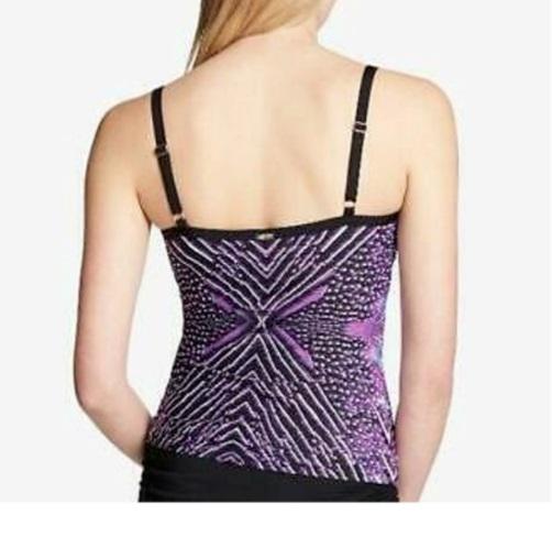 NWT Calvin Klein S Artemis Impreso Tankini tank Top Purple Swimsuit 130553