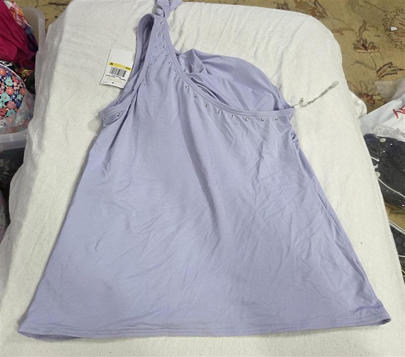 NWT Michael Kors M Choker One Shoulder Lavender Tankini Swim Top 130554