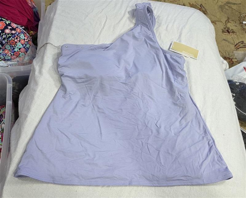 NWT Michael Kors M Choker One Shoulder Lavender Tankini Swim Top 130554