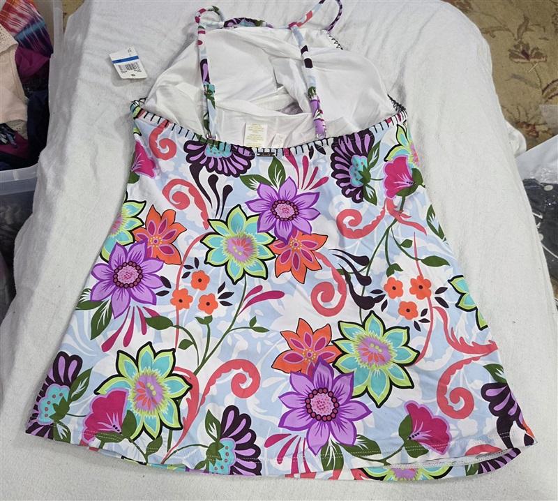 Anne Cole XL Fleetwood Floral High Neck Tankini Swim Top 130557