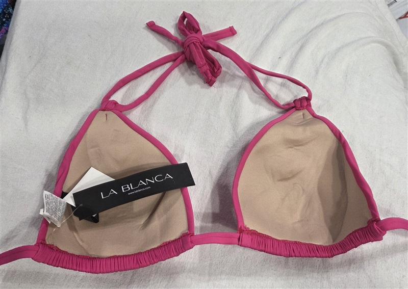 NWT La Blanca Island Goddess 10 Pink Halter Triangle Bikini Swim Top 130559
