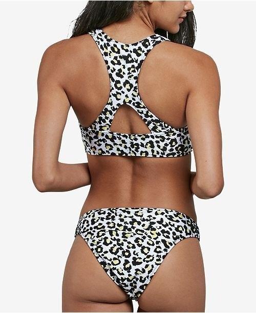 NWOT Volcom L Seeing Spots Reversible Bikini Bottom Animal Print Stripes 130564