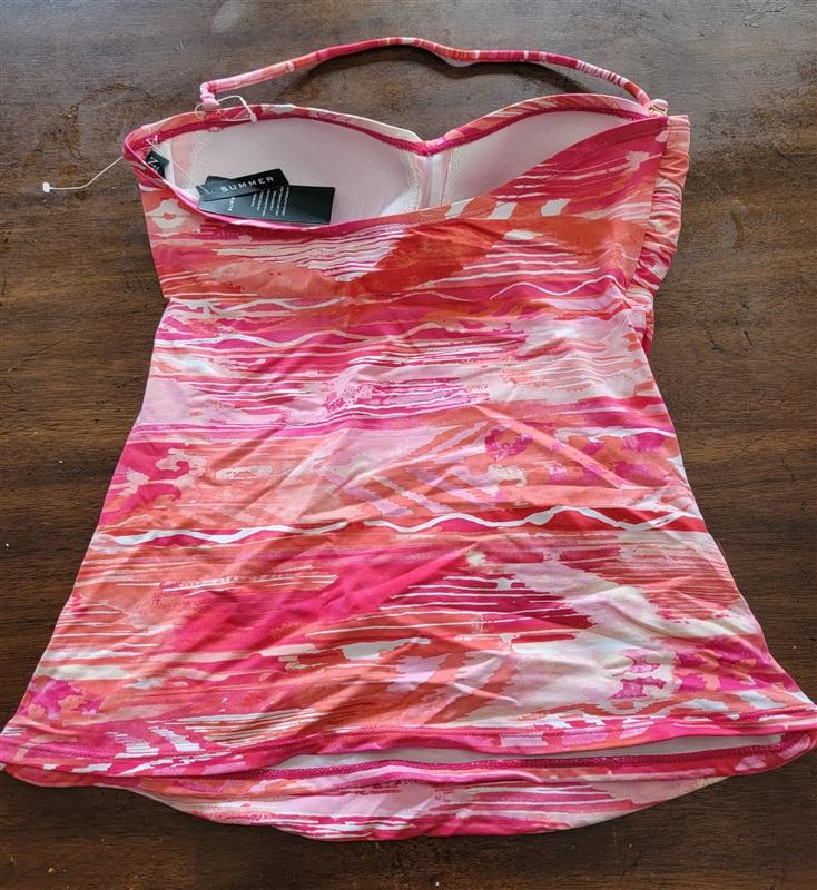 NWT Ralph Lauren 4 Calypso Bandeau Tankini Swim Top Pink Coral 130570