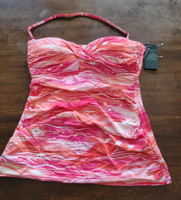 NWT Ralph Lauren 4 Calypso Bandeau Tankini Swim Top Pink Coral 130570