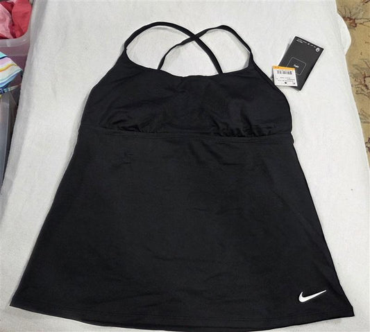 NWT Nike S Black Illusion Cross-Back Tankini Top 130575