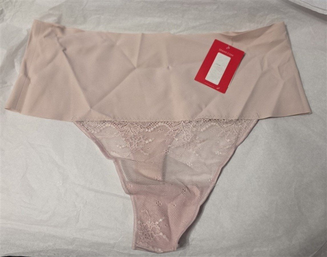 NWT Spanx XL Undie‑tectable SMOOTH Lace Thong SP0615 Pink #130584