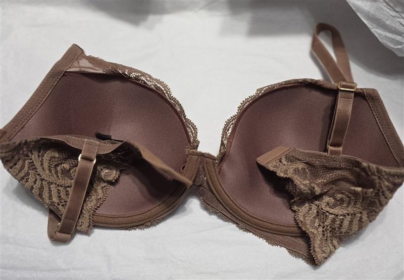 NWOT Natori 32DD Jasper Feathers Plunge Contour Bra 730023 Brown 130586