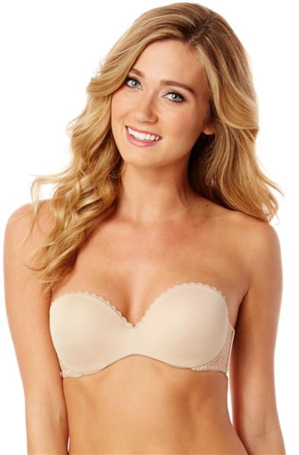 NWOT Lily Of France 34D Gel Touch Strapless Bra 2111121 Beige 130588