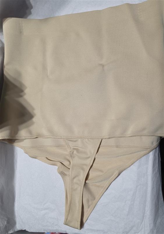 NWOT Maidenform LG Tame Your Tummy High Waist Lace Thong DMS707 Beige 130590