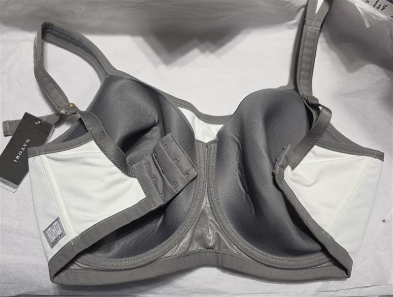 NEW Natori 32H Yogi Yoga Sports Bra 731050 White Gray 77855